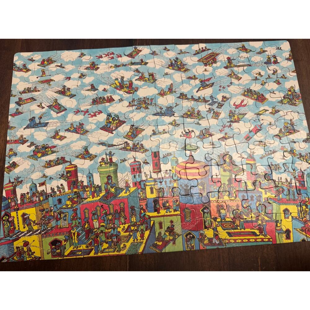 Vintage Where's Waldo? The Carpet Flyers puzzle Open box All pieces